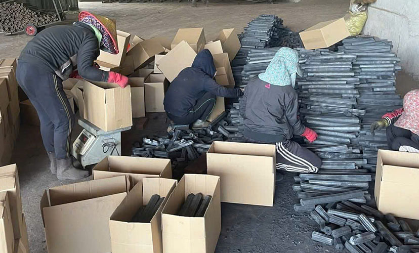 A factory of sawdust charcoal in Vietnam