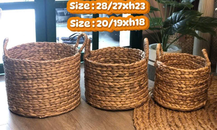 Water hyacinth baskets